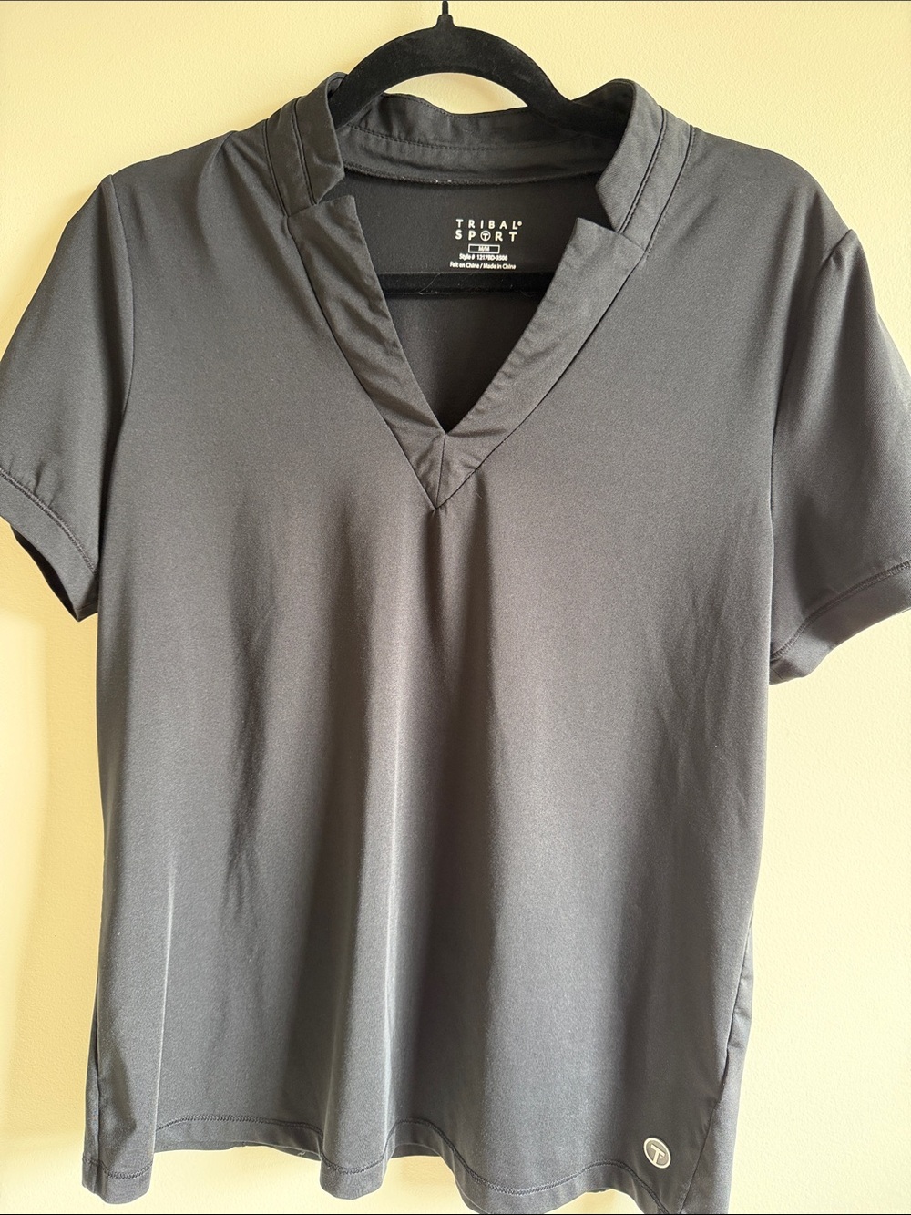 Tribal Sport Black Performance V-Neck Active Top
